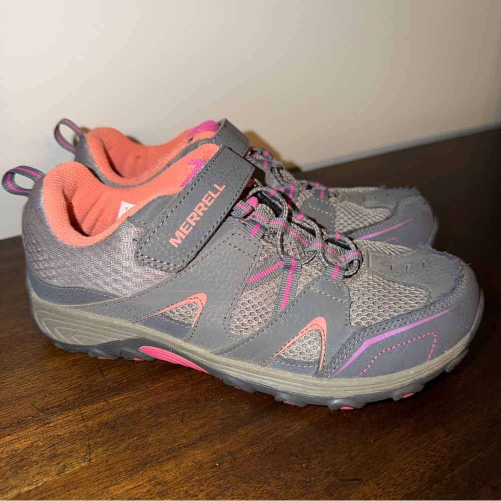 Merrell Girls Trail Chaser Shoes Select Grip US 4.5M Pink Gray Hike Camp Outdoor